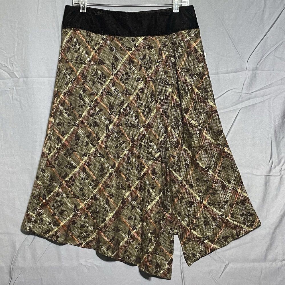 Emma James Skirt Sz 10 Asymmetrical A-line‎ Wool Blend Plaid English Country NEW